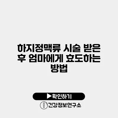 하지정맥류 시술 받은 후 엄마에게 효도하는 방법