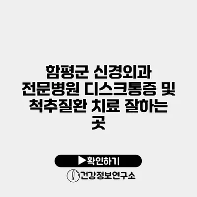 함평군 신경외과 전문병원 디스크통증 및 척추질환 치료 잘하는 곳