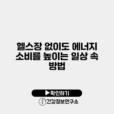 헬스장 없이도 에너지 소비를 높이는 일상 속 방법