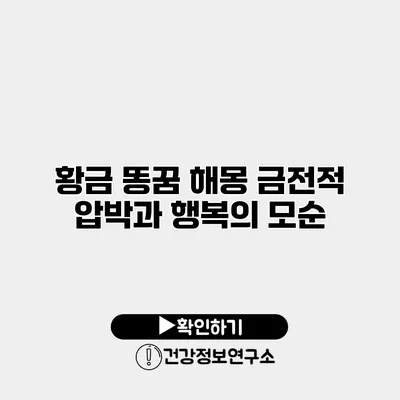 황금 똥꿈 해몽 금전적 압박과 행복의 모순