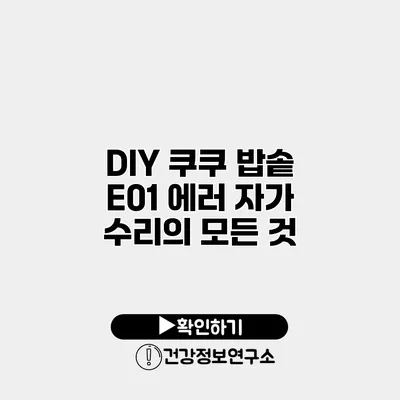 DIY 쿠쿠 밥솥 E01 에러 자가 수리의 모든 것
