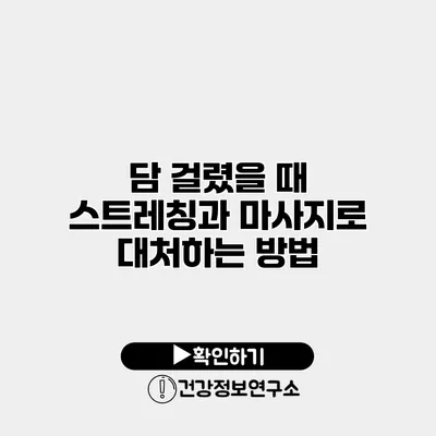 담 걸렸을 때 스트레칭과 마사지로 대처하는 방법