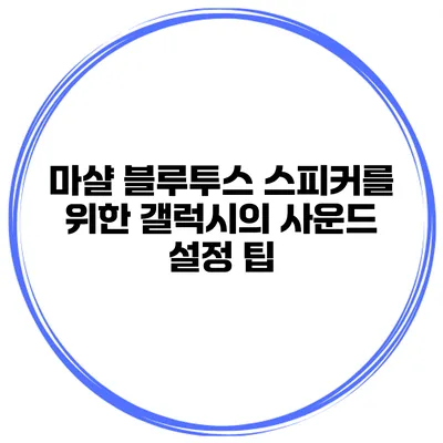 마샬 블루투스 스피커를 위한 갤럭시의 사운드 설정 팁