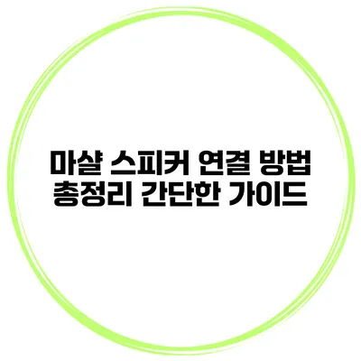 마샬 스피커 연결 방법 총정리 간단한 가이드