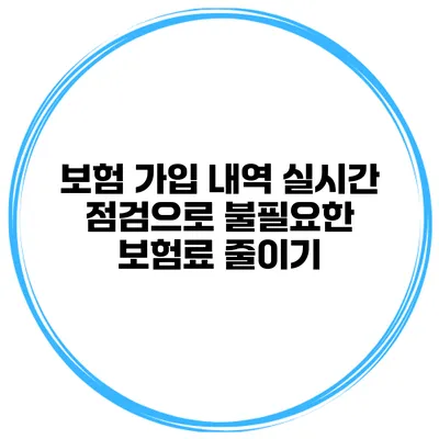 보험 가입 내역 실시간 점검으로 불필요한 보험료 줄이기