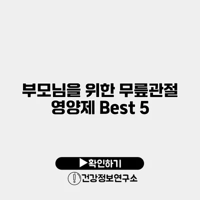 부모님을 위한 무릎관절 영양제 Best 5