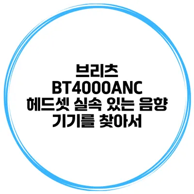 브리츠 BT4000ANC 헤드셋 실속 있는 음향 기기를 찾아서