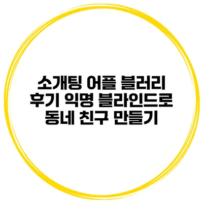 소개팅 어플 블러리 후기 익명 블라인드로 동네 친구 만들기