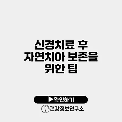 신경치료 후 자연치아 보존을 위한 팁