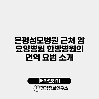 은평성모병원 근처 암 요양병원 한방병원의 면역 요법 소개