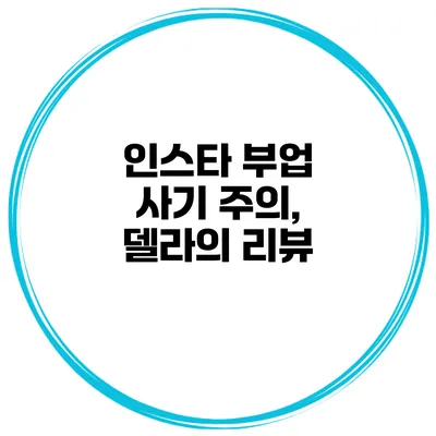 인스타 부업 사기 주의, 델라의 리뷰