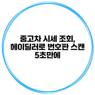 중고차 시세 조회, 헤이딜러로 번호판 스캔 5초만에