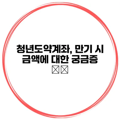 청년도약계좌, 만기 시 금액에 대한 궁금증 解答