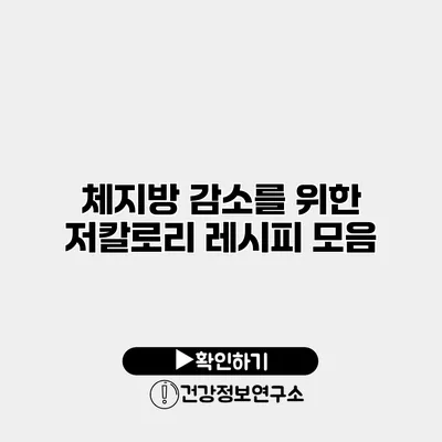 체지방 감소를 위한 저칼로리 레시피 모음
