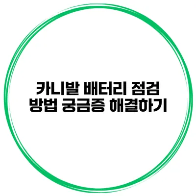 카니발 배터리 점검 방법 궁금증 해결하기