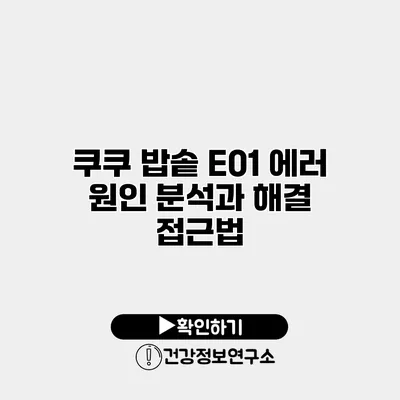 쿠쿠 밥솥 E01 에러 원인 분석과 해결 접근법