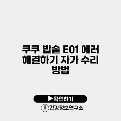 쿠쿠 밥솥 E01 에러 해결하기 자가 수리 방법