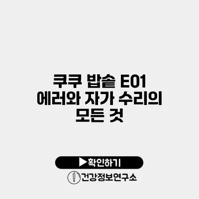 쿠쿠 밥솥 E01 에러와 자가 수리의 모든 것