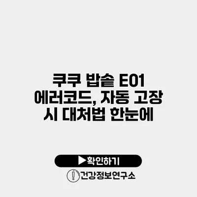 쿠쿠 밥솥 E01 에러코드, 자동 고장 시 대처법 한눈에