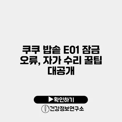 쿠쿠 밥솥 E01 잠금 오류, 자가 수리 꿀팁 대공개