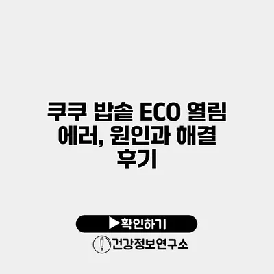 쿠쿠 밥솥 ECO 열림 에러, 원인과 해결 후기