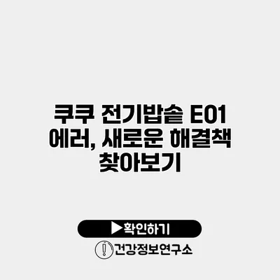 쿠쿠 전기밥솥 E01 에러, 새로운 해결책 찾아보기