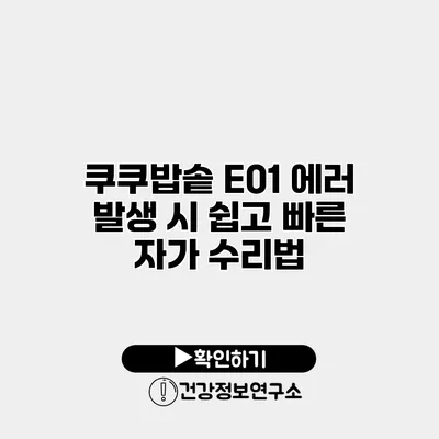 쿠쿠밥솥 E01 에러 발생 시 쉽고 빠른 자가 수리법