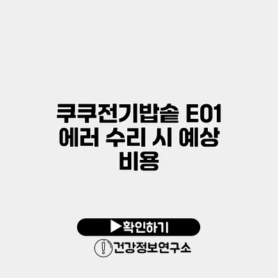쿠쿠전기밥솥 E01 에러 수리 시 예상 비용