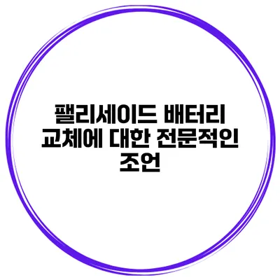 팰리세이드 배터리 교체에 대한 전문적인 조언