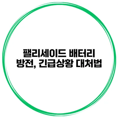 팰리세이드 배터리 방전, 긴급상황 대처법